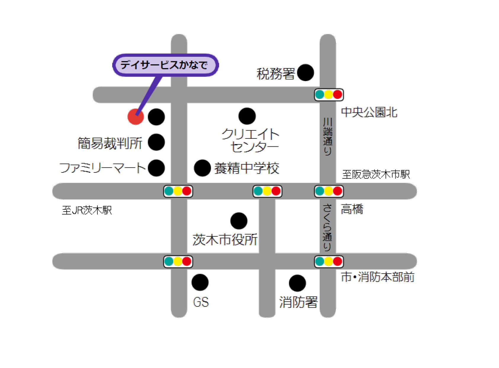 デイサービスかなでの地図