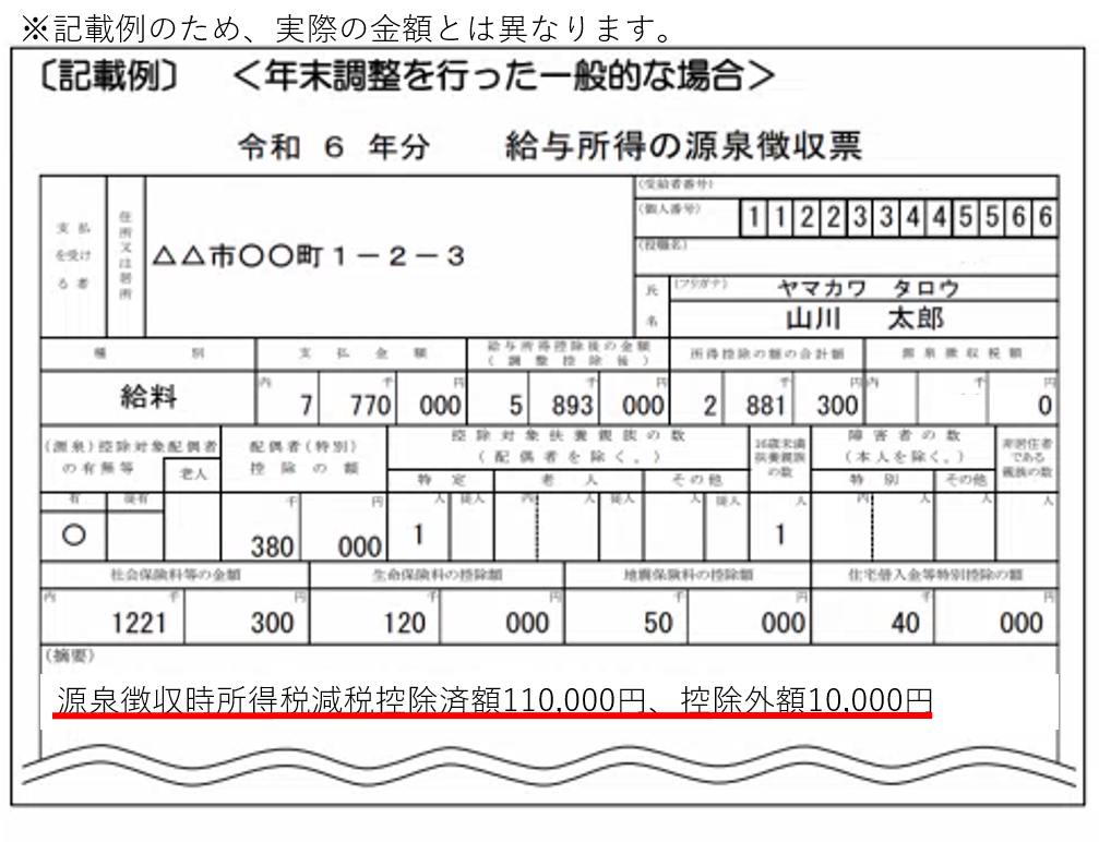 源泉徴収票見本