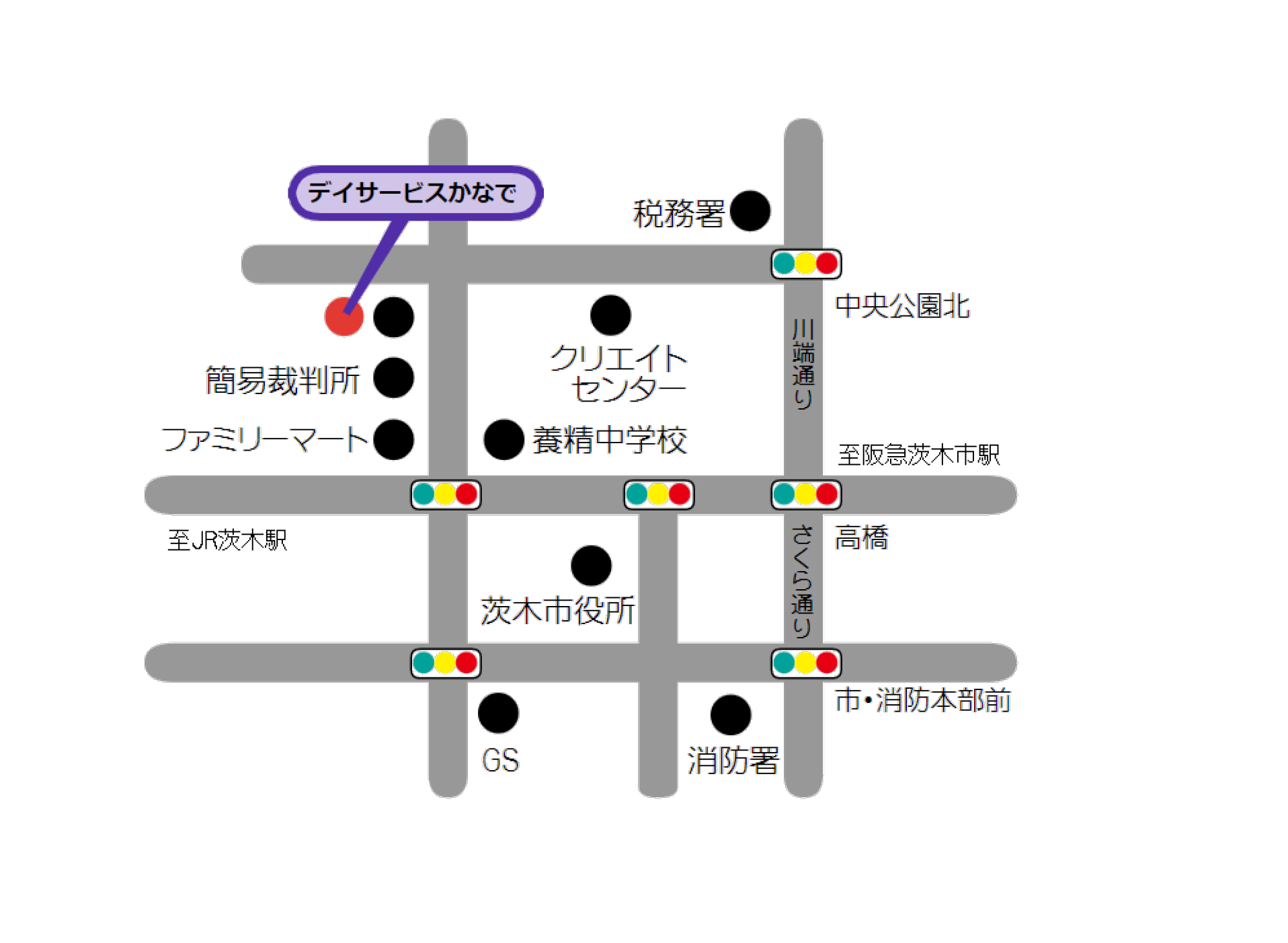デイサービスかなでの地図