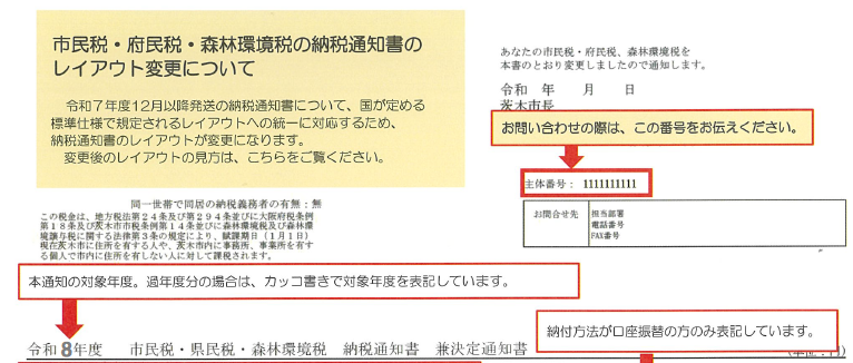 市民税・府民税・森林環境税納税通知書のレイアウト変更について