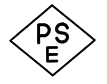 電気用品安全法により表示されるひし形のPSEマーク