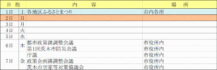 市長週間予定