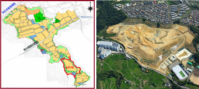 A区域区画線と航空写真
