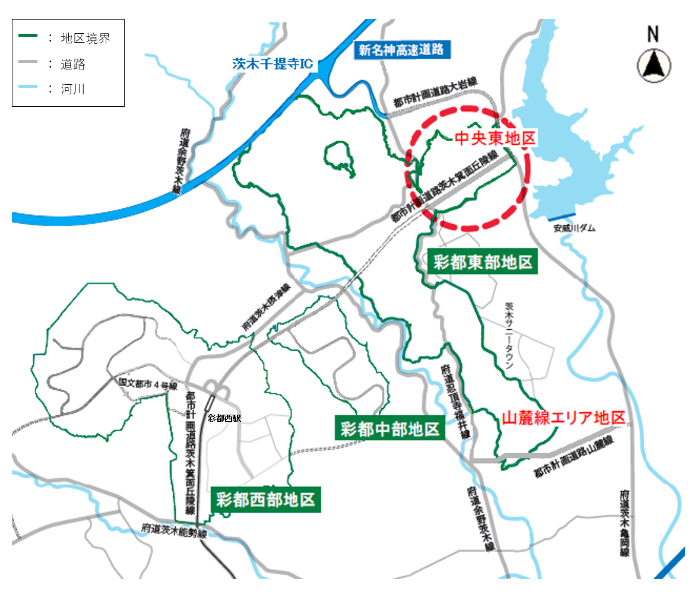 彩都東部中央東地区の位置図