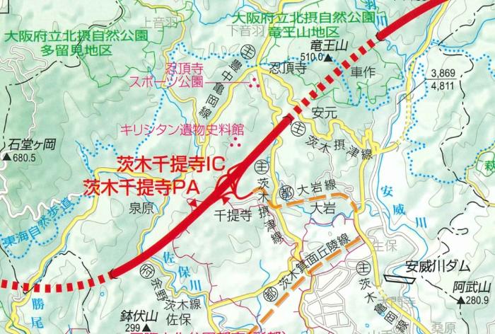 新名神高速道路（茨木市域）周辺図