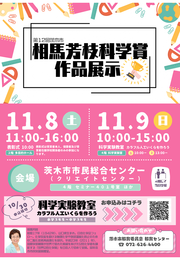 （イメージ）第12回茨木市相馬芳枝科学賞作品展示