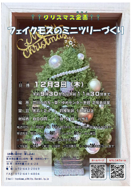 （イメージ）フェイクモスのクリスマス飾りづくり